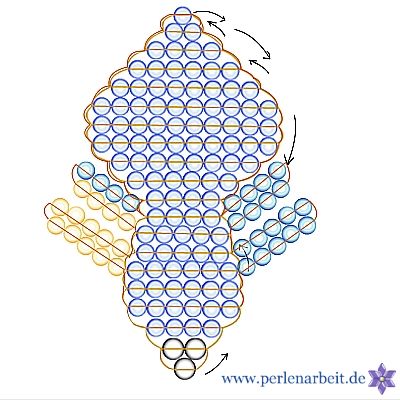 Drittes Bild. Anleitung: Schneeflocke aus Perlen